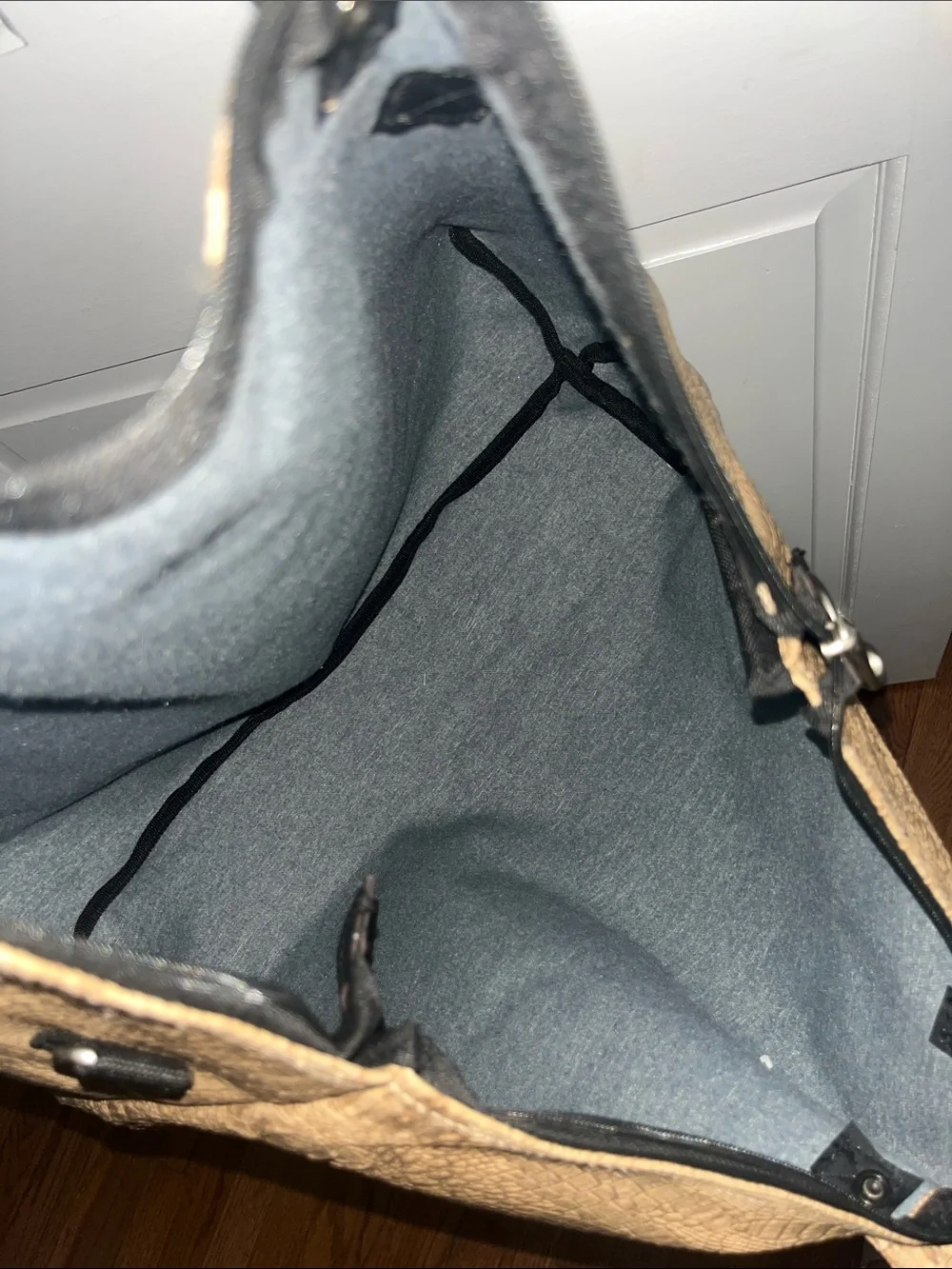 Large Taupe Croc-Embossed Travel Tote Bag